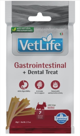 Caini - Vet Life Dental Treat Gastrointestinal Mini 60 g Gustare dentara gastrointestinala pentru caini de rase mici