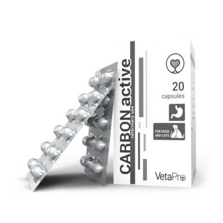 Suplimente nutritive, vitamine - VETAPRO carbon active 250MG 20caps/cut suport gastrointestinal caini si pisici