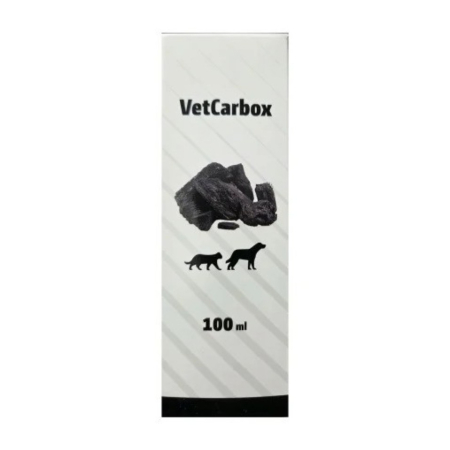 Suplimente nutritive, vitamine - VetCarbox – solutie orala cu carbune pentru caini si pisici 100 ml