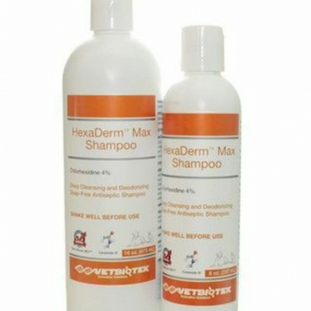Pisici - Sampon antiseptic pe baza de clorhexidina 4%, Hexaderm Max, VetBiotek, 474 ml