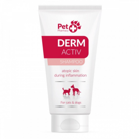 Dermatologice Pisici - DERMACTIV sampon pentru caini si pisici clorhexidina 3%-  125 ml