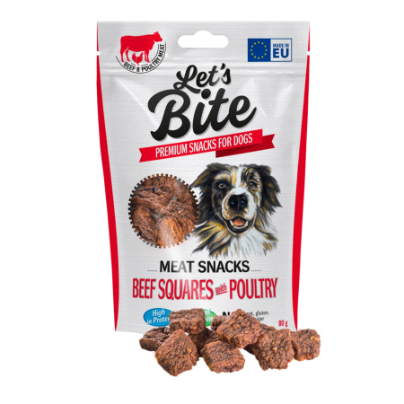 Recompense delicioase - Let's bite meat snacks beef squares with poultry 80gr