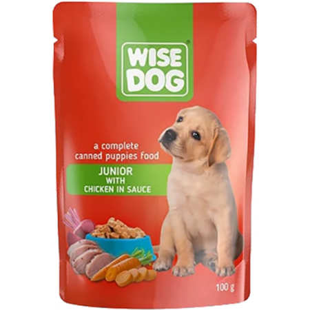 Caini - Hrana umeda caine, Wise Dog Junior Chicken 1x100gr