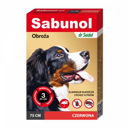 Caini - Zgarda antiparazitara caini , Sabunol GPI talie mare 25-50 kg Rosu , 75 cm