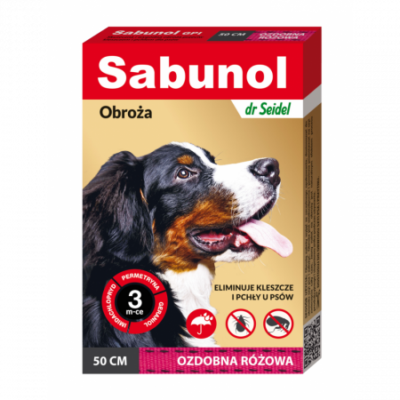 Caini - Zgarda antiparazitara caini , Sabunol GPI talie medie 10-25 kg Roz , 50 cm