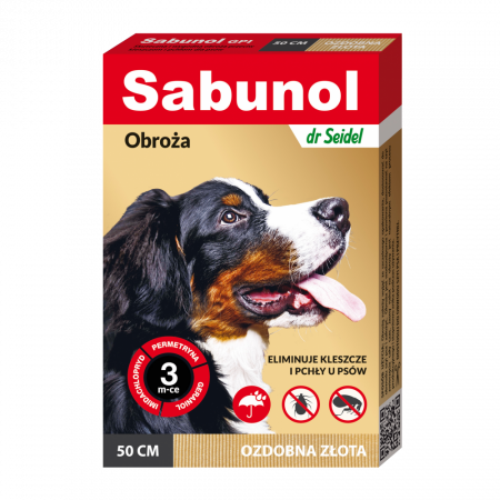 Caini - Zgarda antiparazitara caini , Sabunol GPI talie medie 10-25 kg Gold , 50 cm