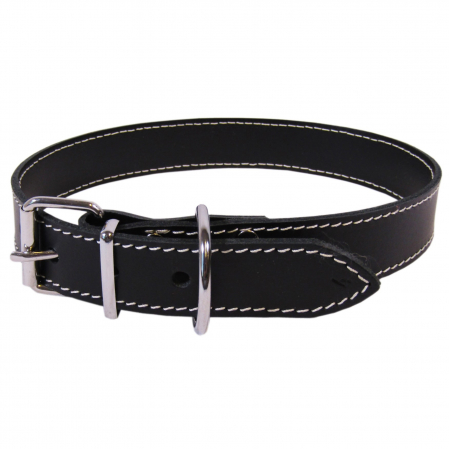 Caini - Zgarda din piele naturala L4 3.0/62 cm - Simplu - Negru