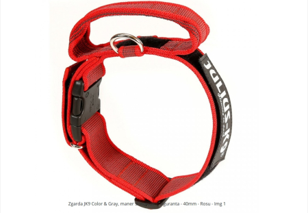 Accesorii caini - Zgarda caini Julius K9 Color & Gray, maner si inchidere siguranta - 38 - 53 cm - Rosu