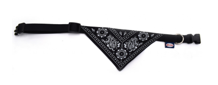 Hamuri, Lese si Zgarzi - Zgarda nylon Record cu bandana - XXS 20 - 30 cm - Negru