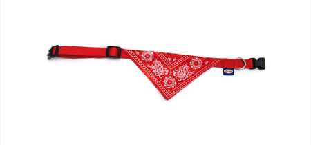 Hamuri, Lese si Zgarzi - Zgarda nylon Record, cu bandana, reglabila - 35 - 50 cm - Rosu