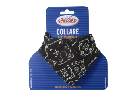 Hamuri, Lese si Zgarzi - Zgarda nylon Record, cu bandana, reglabila - 2.5cm x 48 - 73 cm - Negru