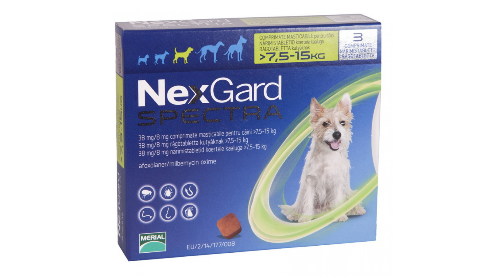 NexGard Spectra M comprimate masticabile, 7.5-15 kg, 3 comprimate 3 Comprimate