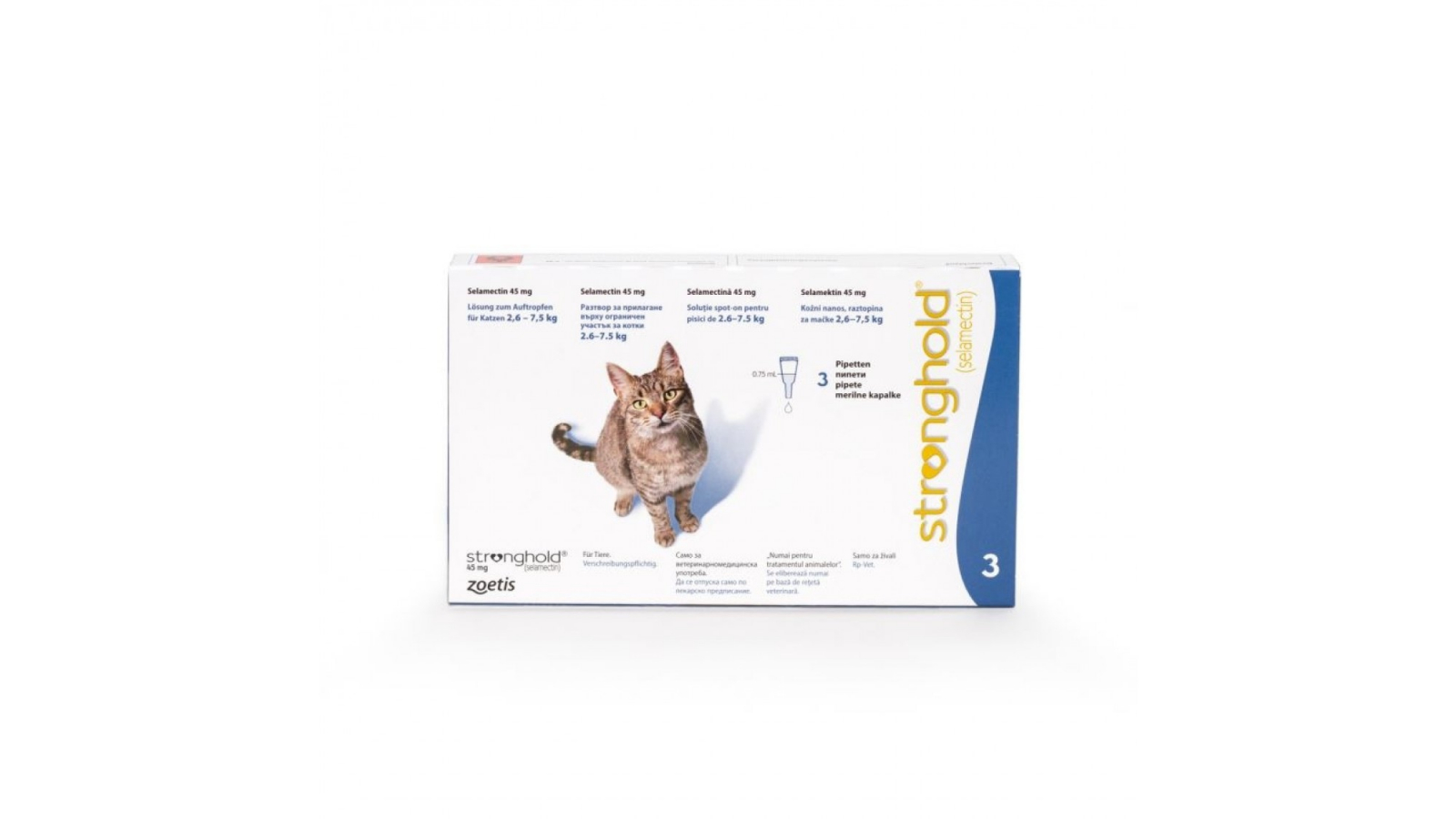 Stronghold Pisica 45 mg (2.6 - 7.5 kg), 3 pipete 3 Fiole