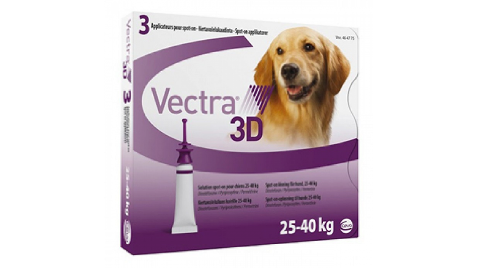 Vectra 3D soluţie spot-on pentru câini 25-40kg, 3 pipete 3 Pipete