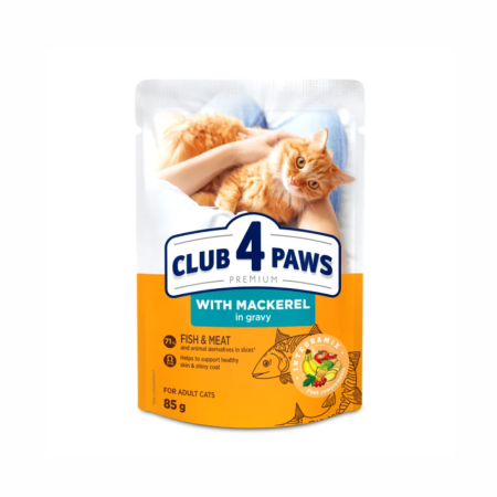 Hrana umeda pisici, CLUB 4 PAWS Premium With mackerel in gravy for adult cats, 85 g 85 g