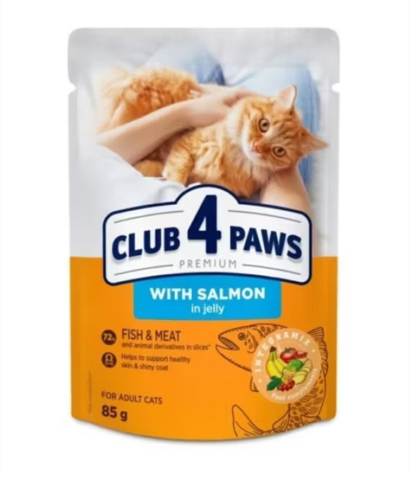 Hrana umeda pisici, CLUB 4 PAWS Premium With salmon in jelly for adult cats, 85 g 85 g