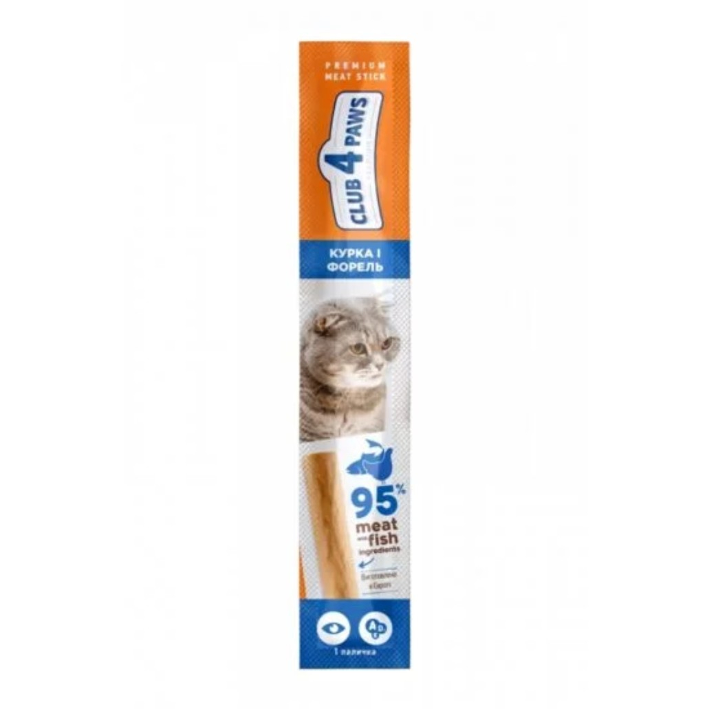 Recompense pentru pisici, CLUB 4 PAWS Premium Meaty stick: High in chicken and trout for cats, 5 g 5 G