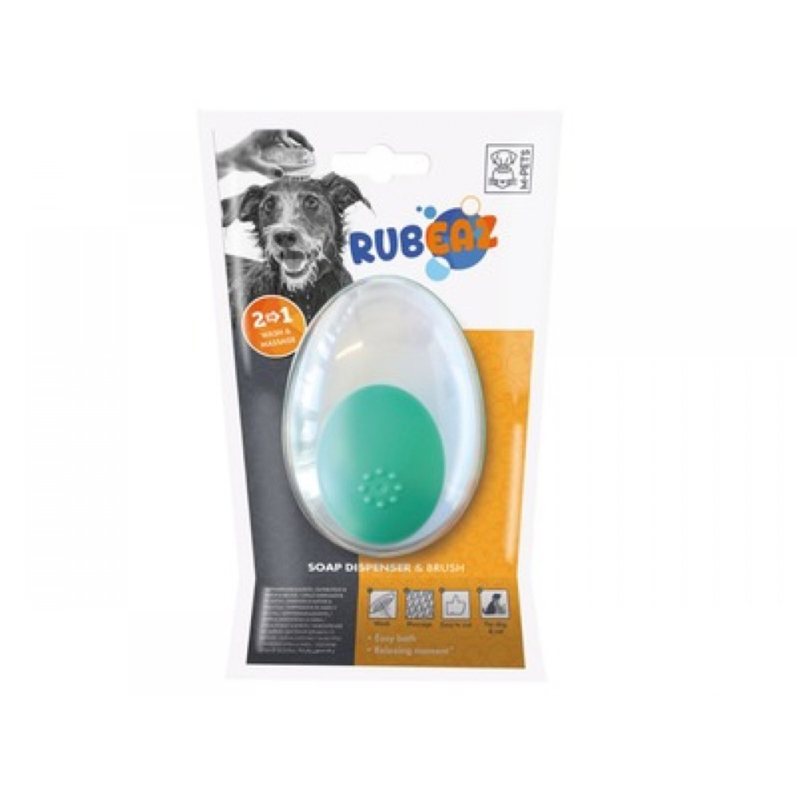 Perie pentru caini si pisici cu dozator M-PETS, verde 11,5x7,5 cm 11,5x7,5 cm
