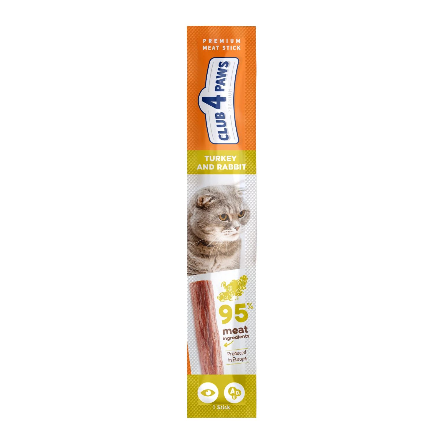 Recompense pentru pisici, CLUB 4 PAWS Premium Meaty stick: Turkey. With Rabbit for cats, 5 g 5 G