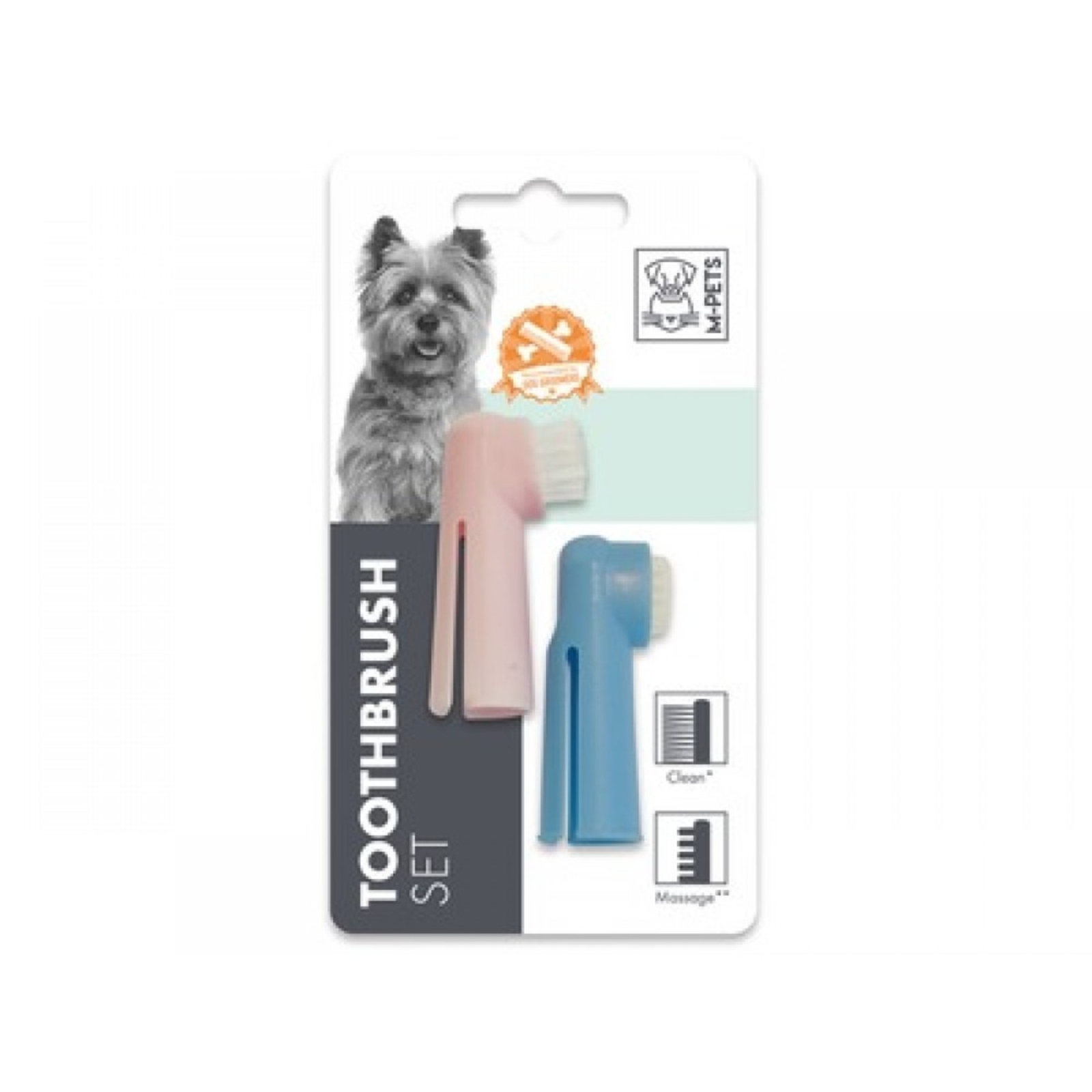 Periuta de dinti pentru caini M-PETS, set, 2x6 cm 2X6 cm