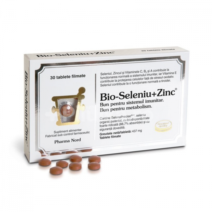Bio-Seleniu+Zinc® 30 tablete, Pharma Nord, antioxidant complex cu 100 μg seleniu organic [1]