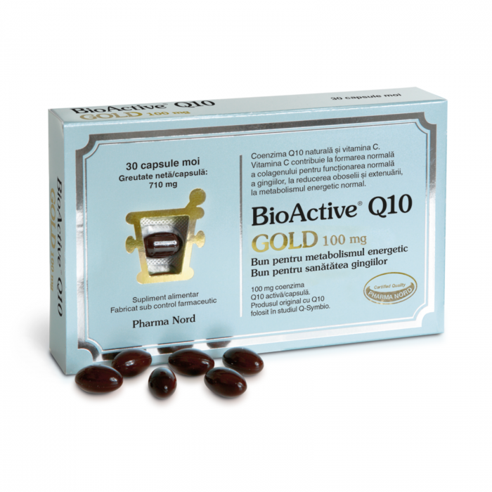 BioActive® Q10 Gold 100 mg 30 capsule moi, Pharma Nord, coenzima Q10 pură, identic naturală [1]