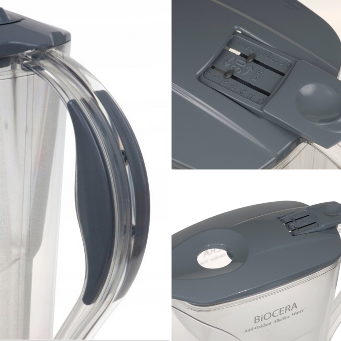 Cană filtrantă AHA™ Biocera 1.5 litri, fără BPA, 2 cartuşe filtrante incluse, alcalinizează, reduce ORP-ul şi mărimea clusterilor de apă [2]