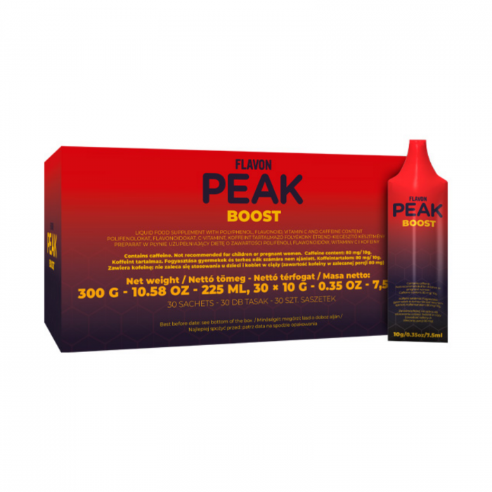 Flavon Peak Boost 30 plicuri x 10 g, supliment alimentar antioxidant cu consistenţă de gel, formulă concentrată cu polifenoli, vitamina C şi cofeină [2]
