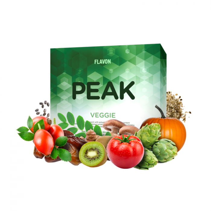Flavon Peak Veggie 30 plicuri x 10 g, supliment alimentar antioxidant cu consistenţă de gel, formulă concentrată cu polifenoli, vitamina C, uleiuri omega şi ciuperca Shiitake [1]