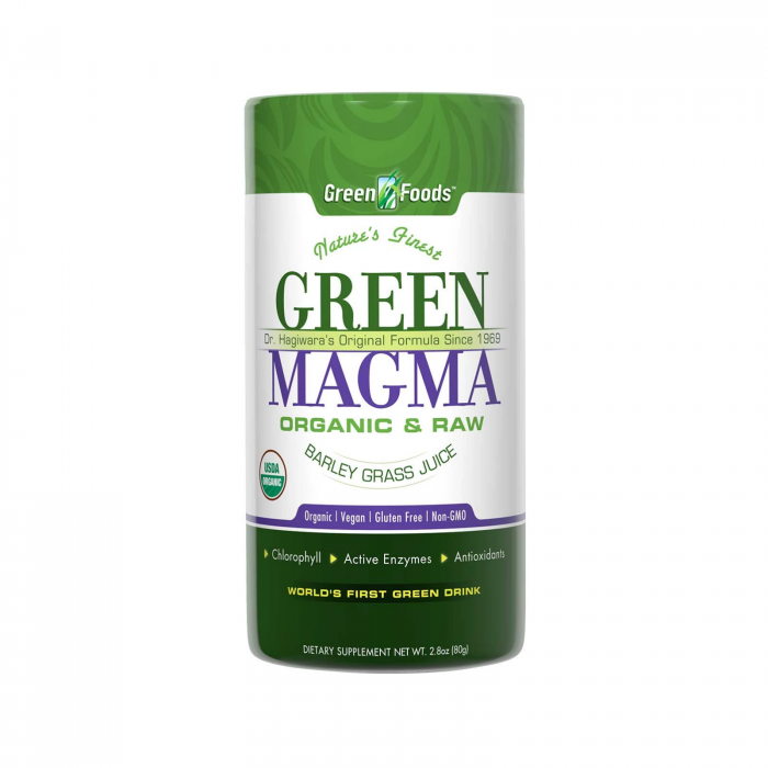 Green Magma® 80 g, Green Foods, pulbere concentrată din suc de orz verde organic, formulă originală Dr. Hagiwara [1]