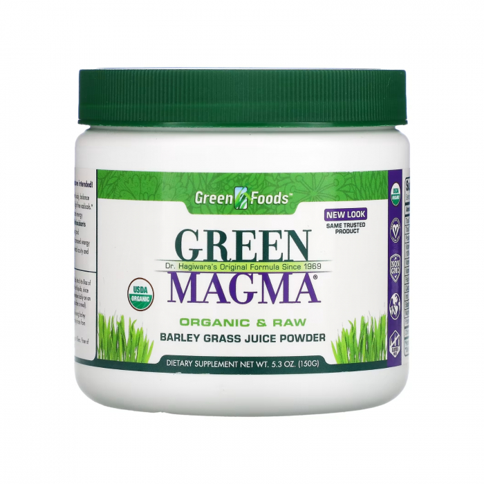 Green Magma® 150 g, Green Foods, pulbere concentrată din suc de orz verde organic, formulă originală Dr. Hagiwara [1]