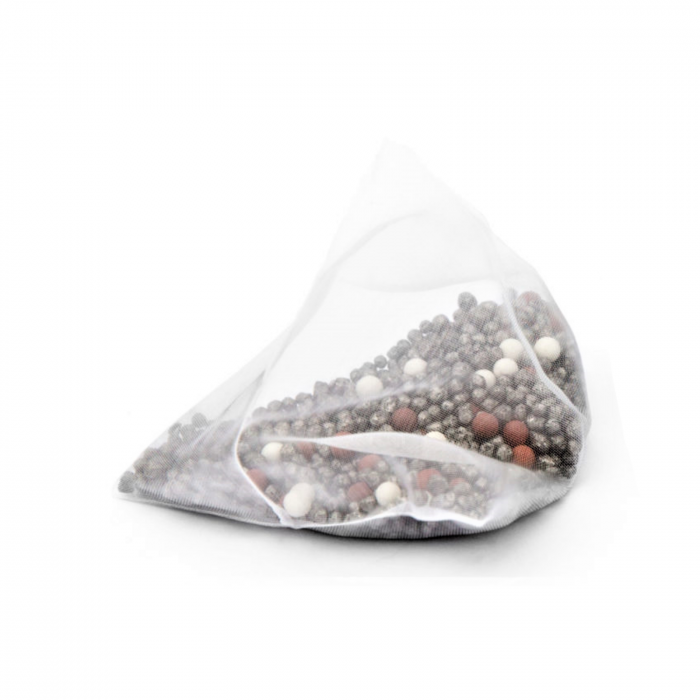 Pliculeţ cu bioceramice Hydrogen T’bag™ Biocera, creşte pH-ul, reduce ORP-ul şi mărimea clusterilor de apă [1]
