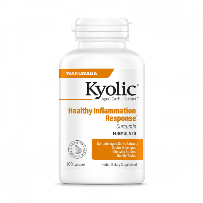 Kyolic® Curcumin Formula 111, 100 capsule, antiinflamator natural, conţine extract de usturoi maturat, complexul de turmeric Meriva® [2]