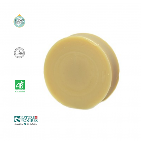 Îngrijire personală - Şampon solid prelucrat la rece 110 g, cu 30% lapte de măgăriţă organic, ulei de argan, ylang-ylang, tămâie, pentru toate tipurile de păr, ideal pentru părul creţ sau uscat – produs în Franţa