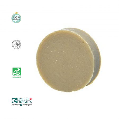 Îngrijire personală - Şampon solid prelucrat la rece 110 g, cu 30% lapte de măgăriţă organic, ulei de jojoba, argilă Rhassoul, portocală amară, cedru, pentru părul normal sau gras – produs în Franţa