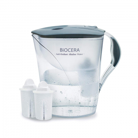 Apă - Cană filtrantă AHA™ Biocera 1.5 litri, fără BPA, 2 cartuşe filtrante incluse, alcalinizează, reduce ORP-ul şi mărimea clusterilor de apă
