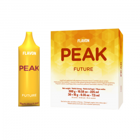 Flavon Peak Future 30 plicuri x 10 g, supliment alimentar antioxidant cu consistenţă de gel, formulă concentrată cu polifenoli, vitamina C, beta-glucani şi uleiuri omega [1]