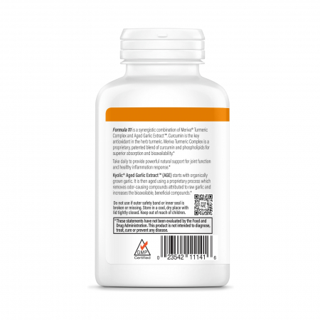 Kyolic® Curcumin Formula 111, 100 capsule, antiinflamator natural, conţine extract de usturoi maturat, complexul de turmeric Meriva® [3]