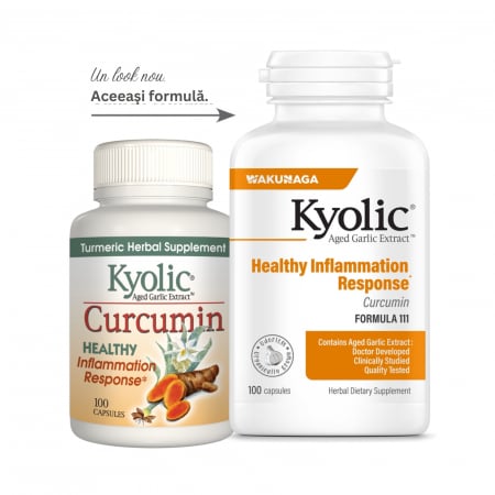 Suplimente nutritive - Kyolic® Curcumin Formula 111, 100 capsule, antiinflamator natural, conţine extract de usturoi maturat, complexul de turmeric Meriva®
