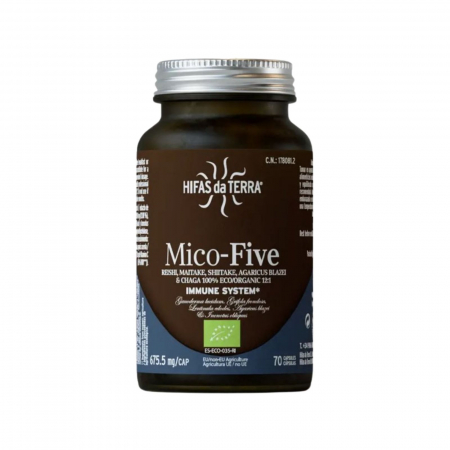 Suplimente nutritive - Mico-Five 70 capsule, Hifas da Terra, combinație sinergică între extractele din ciupercile medicinale Reishi, Maitake, Shiitake, Chaga şi Agaricus blazei Murrill, imunomodulator natural