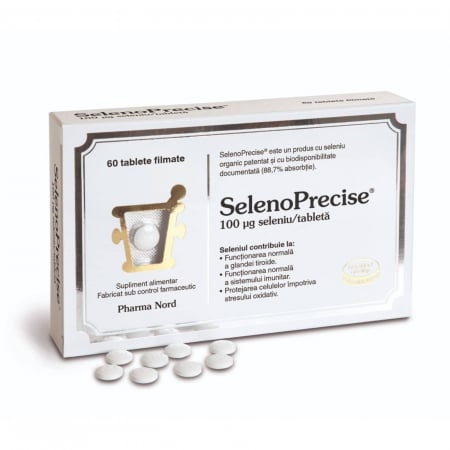 Suplimente nutritive - SelenoPrecise® 60 tablete, Pharma Nord, 100 µg seleniu organic cu biodisponibilitate ridicată de 88.7%