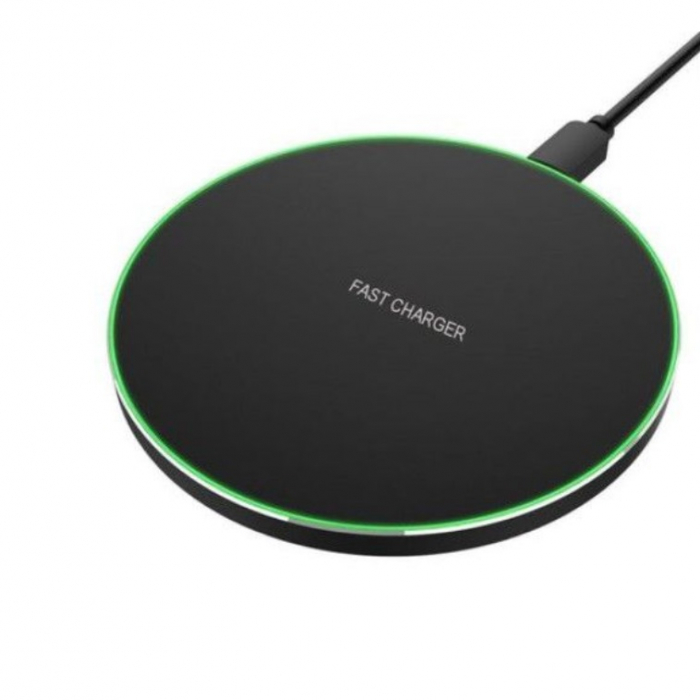 Incarcator wireless QI ultra slim 10W Quick Charger negru [2]