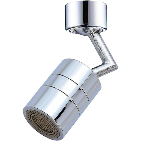 Adaptor universal atasabil la robinet pivotant cu cot rotire 720 , functie economizor filtrare antistropire , Dimensiune M22 mama cu adaptor M23 tata, Argintiu [5]