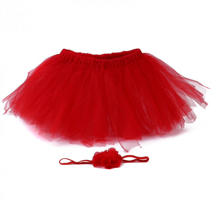 Fusta tutu si bentita, Costum sedinta foto, Roz inchis, 0-3 luni [1]