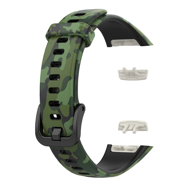 Curea silicon compatibila Huawei Band 6/ Honour Band 6 Smartwatch, Quick Release, Verde Camuflaj [1]