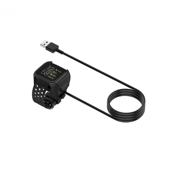 Cablu de incarcare QuickFit magnetic pentru FitBit Versa / Versa 2, 1 m, Negru, USB [6]