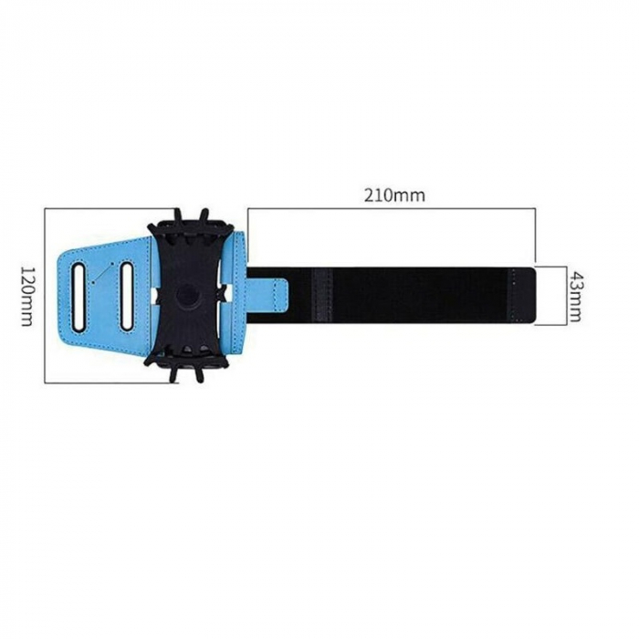 Husa banderola de telefon pentru brat/mana pentru alergat, sala, plimbari, yoga, cu rotire 360°, Armband suport telefon jogging, Albastru [3]