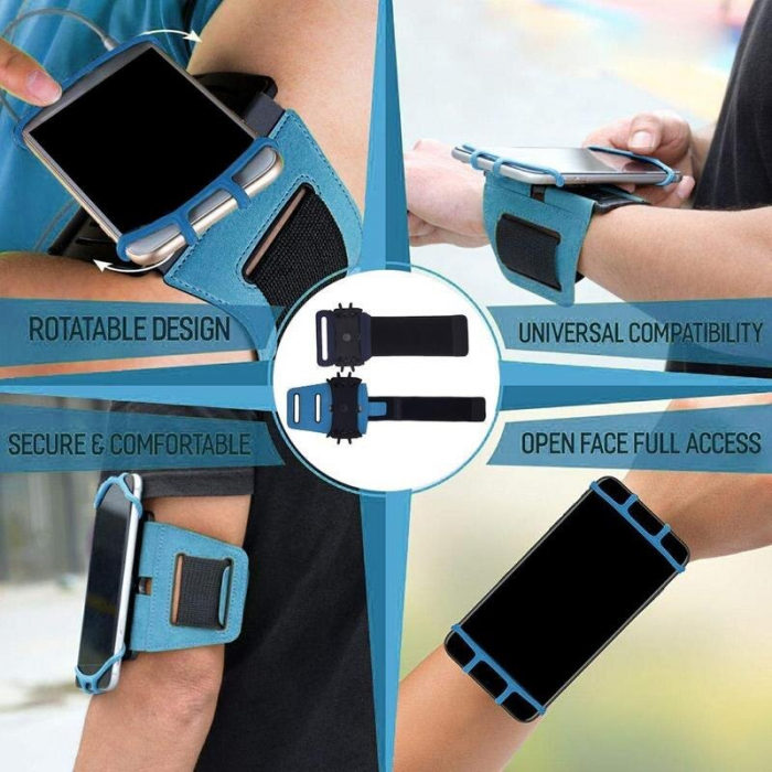 Husa banderola de telefon pentru brat/mana pentru alergat, sala, plimbari, yoga, cu rotire 360°, Armband suport telefon jogging, Albastru [6]