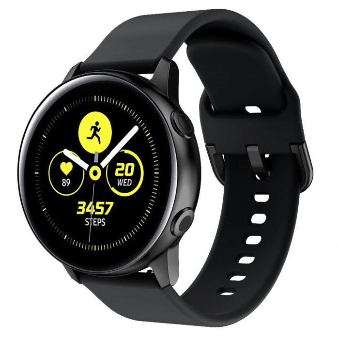 Curea silicon compatibil Samsung Galaxy Active / Active 2 , Negru , 20 mm , Quick Release [2]