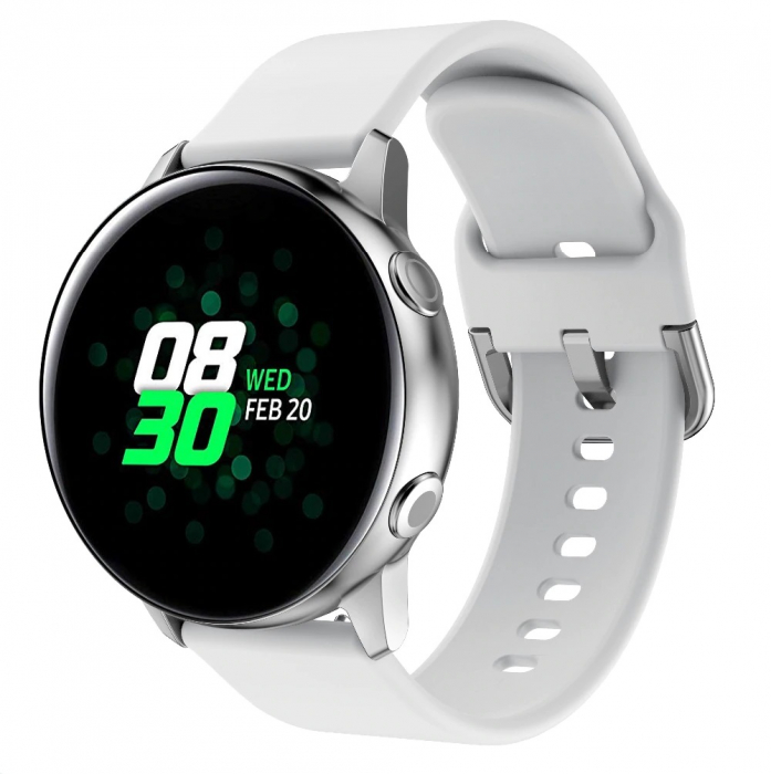 Curea Silicon compatibil Samsung Galaxy Active / Active 2 , Alb , 20 mm , Quick Release [2]